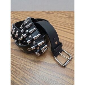 Hot Topic Leather Bullet Belt Sz 38 Black Unisex Y2K Grunge Goth Punk Emo